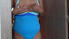 Stepmom Flashes Hairy Pussy On Beach