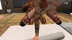 Lucas Gets A Relaxing Massage From Tattooed Babe In The Bedroom With Close Up