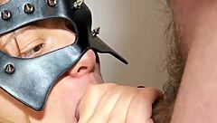 Exclusive young call girl in sexy dress, stockings, and heels moans while riding and having sex