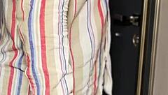 Exclusive young call girl in sexy dress, stockings, and heels moans while riding and having sex