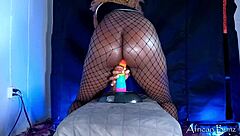 Ebony Bunny twerks with huge butt plug in office