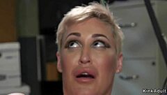 blonde milf lesbians indulge in kinky whipping and assfucking with big tits bondage