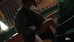 I, a Japanese girl, skip walk with remote vibrator in night alley