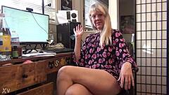 Busy granny says, 'Stroke your cock to my countdown'