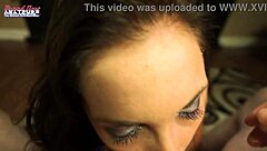 Skinny Petite Coed Ryann Deepthroats, Gets Fingered, and Receives Cumshot on Shaved Pussy