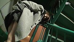 I, a Japanese girl, skip walk with remote vibrator in night alley