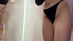 Masturbating to orgasm in the changing room with wet pussy!