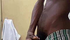 Raw scene of busting nut on big black cock in public bathroom toilet