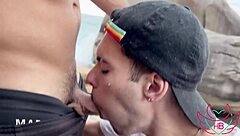 Brazilian Teen Takes Cum on Face at Beach