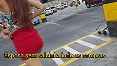 Wife Flashes No Panties in Public Street and Car