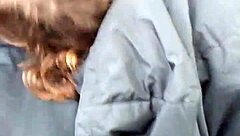 Amber gives blowjob in truck swallows cum