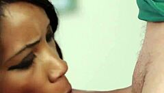 Naughty sex kitten GETS CUMSHOT on her face EATING all the cream!