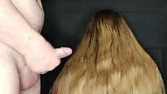 Taboo cum on stepmom's long hair