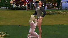 Military guy enjoys blowjob and sex in public park