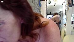 Curvy redhead PAWG DawnSkye1962 wears sexy stockings and topless for JOI countdown