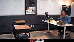 Bratty teen 18+ tempts older guy into classroom fuck