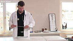 Intriguing double penetration for slutty patient Polly Pons by stud gynecologists at clinic