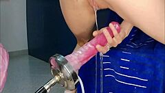 the huge monster dildo filled petite girls pussy and made her squirt