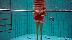 hey check out hot deniska stripping bikini underwater naked by the pool