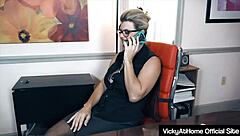 I watched hot secretary Vicky Vette masturbate at the office for her boss.