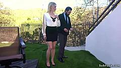 hey blonde seller, let those buyers fuck you hard in wild gangbang action