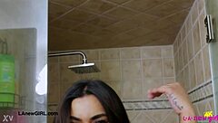 stunning bronze skin model took a shower after her casting session.