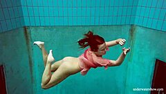 hey check out hot deniska stripping bikini underwater naked by the pool