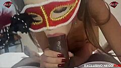 Oh damn, sucking that huge cock barely fits in my mouth it's so big!