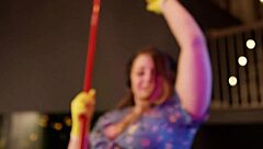 super-sized cleaning lady catches lesbian owners' eyes - estella bathory and mischievous kitty