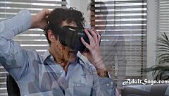 secretary catches coworker jerking to vr porn and demands real hardcore office fucking now