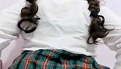 Mexican schoolgirl amateur masturbates her wet chochito to orgasm after classes with sexy ass voyeur view.