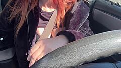 I can't believe how hot this car ride is with horny milf artemisia love flashing her juicy boobs