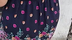 hey, check out this chubby milf flashing her ass outdoors in lingerie