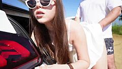 Petite Amateur Rides Cowgirl And Doggystyle On First Date Outdoors