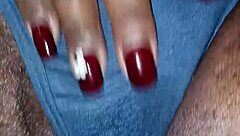 Wet ebony bbw changes panties after getting aroused at home