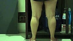 Hot Stepmom Latina MILF Flashes Big Tits And Ass In Bathroom Lingerie