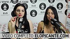 Bisexual Lesbians Kissing Playing With Lollipop