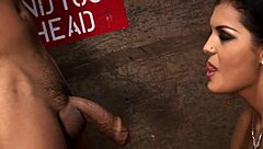 Formal British brunette with big tits gets facial cumshot outdoors in shaved pussy plowing