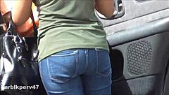 Blonde Horny Spy Captures Black Ebony Ass In Candid Voyeur Footage But Reveals Hidden Anal Action