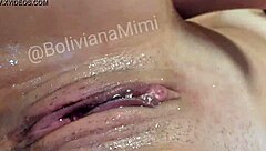 Horny latina masturbates to squirting orgasm soaking bed