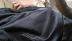 Tranny Cums Playing In Car With Monster Cock Outdoor Public Nylon Action!