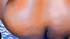 Detailed small cock ebony shemale strips and teases at home with dildo play.