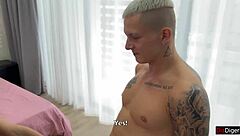 Tied Up Cuckold Watches Two Friends Fuck Slut Wife Hard in Doggystyle Bondage