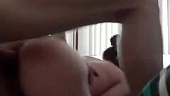 Doggy thrashed in garage with bent over quickie and creampie finish