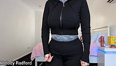 Fit Milf with Huge Fake Tits and Blue Eyes Models in Bedroom Try-On Haul