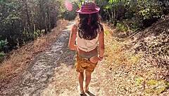 Amateur Babe Compilation Of Barefoot Walks In Forest Showing Narrow Ass And Feet To Strangers