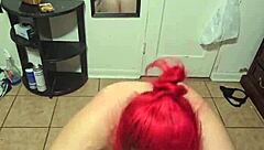 Amber Kneels for Intense Couple Blowjob Session