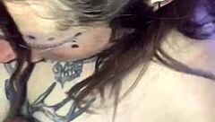 Oh wow, blonde amateur with big natural tits deepthroats black cock on Halloween!