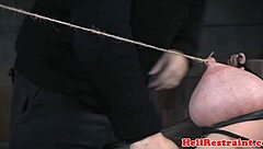 In a bound session the submissive gets deeply anal penetrated by the relentless sex machine