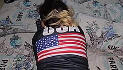 Blonde beauty bends over as her stunning ass gets eagerly licked and devoured.